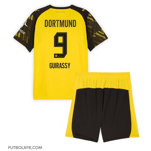 Camiseta Borussia Dortmund Serhou Guirassy #9 Primera Equipación para niños 2025-26 manga corta (+ pantalones cortos)